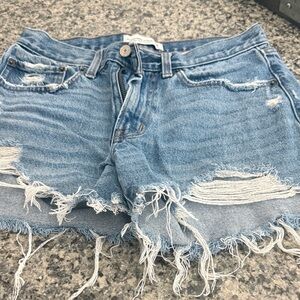 Abercrombie & Fitch Light Blue Distressed Jean Shorts